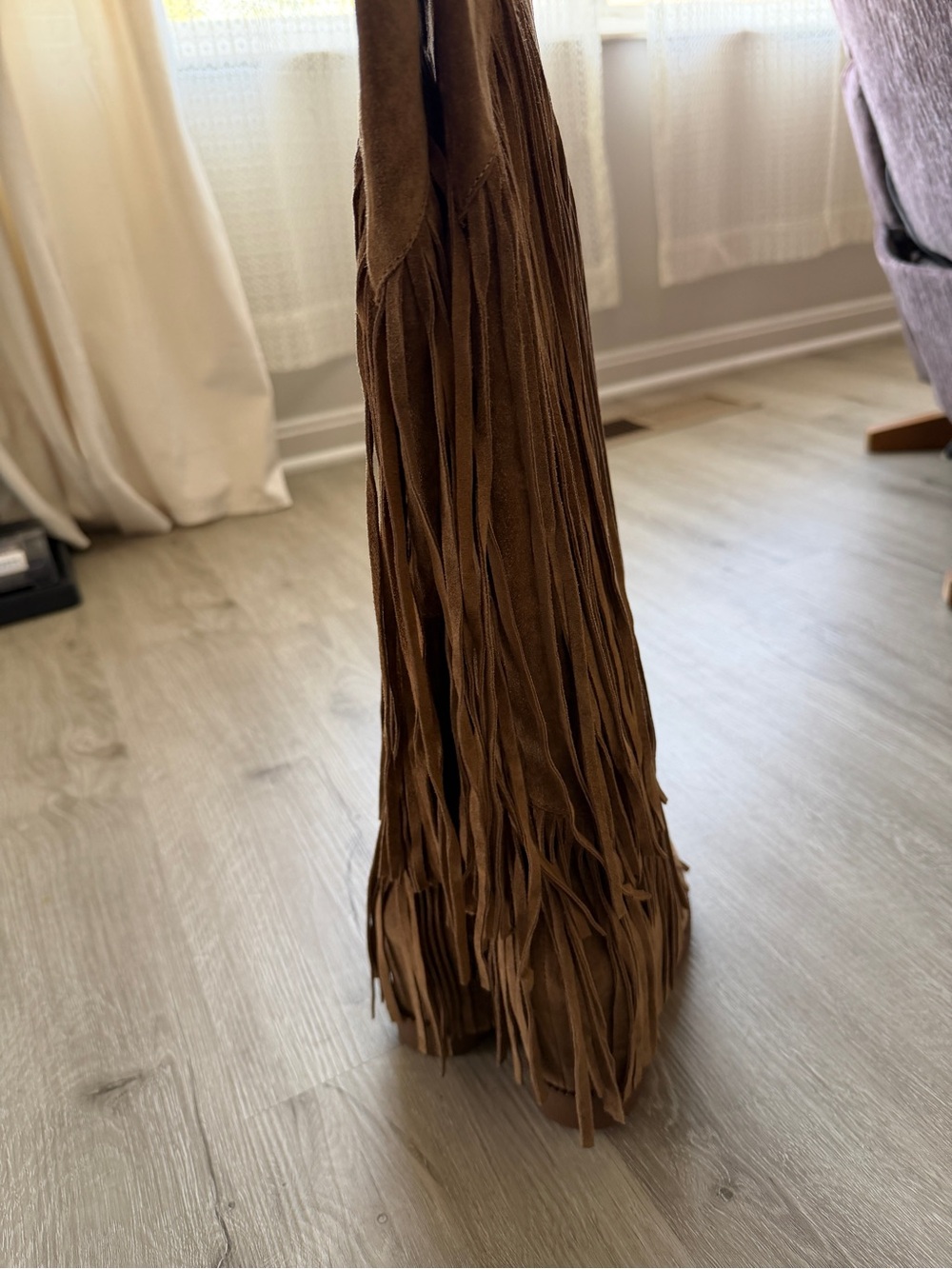 Ash | Gipsy Tall Fringed Suede Leather Over-The-Knee Boots Russet Festival 37 - Picture 7 of 13